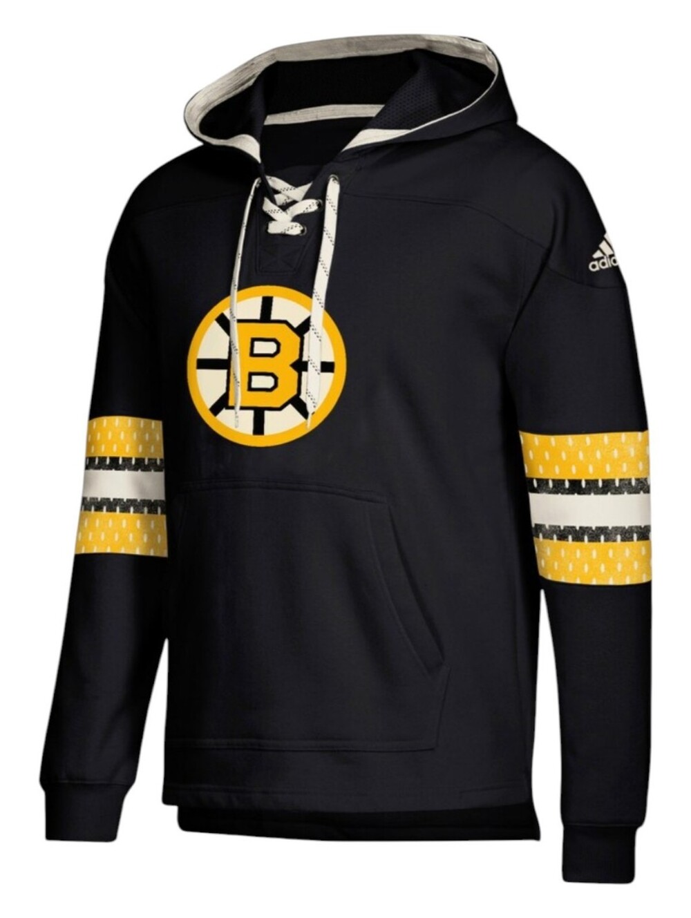 Boston Bruins Adidas Black Jersey Lace-Up Pullover Hoodie Mens Small